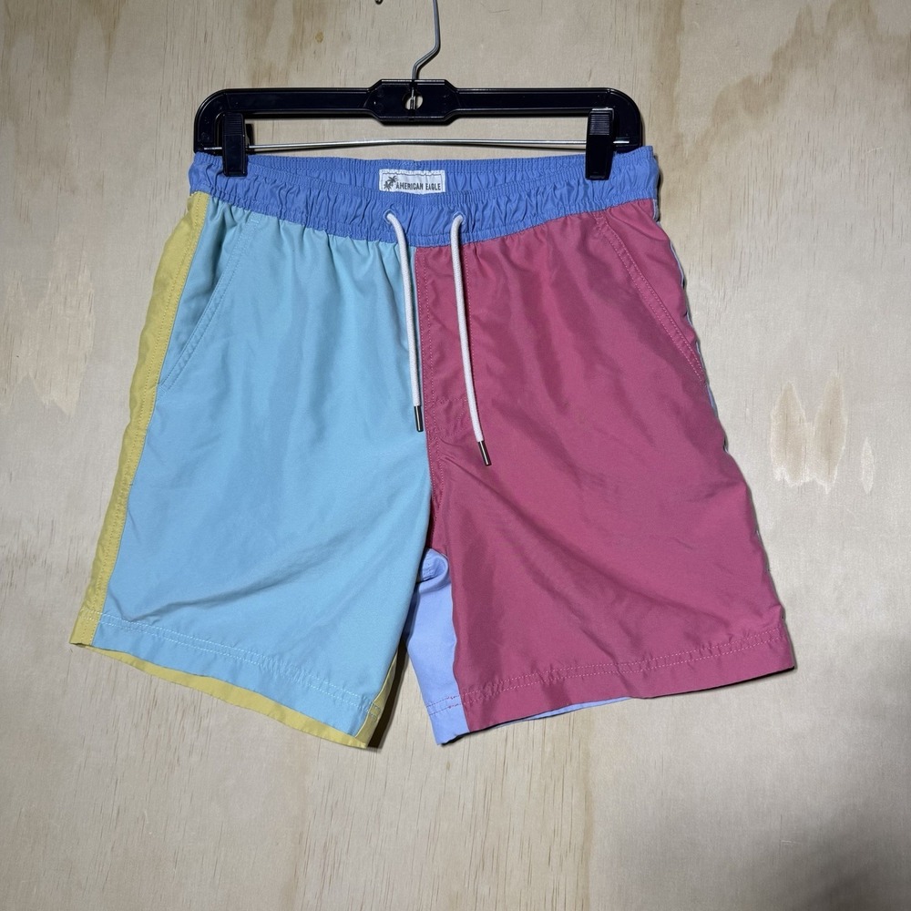American Eagle Colorblock Swim‎ Trunks Men's Small Pastel Beach Board Shorts